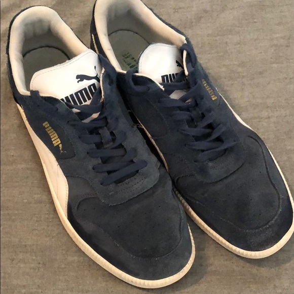 puma blue leather shoes